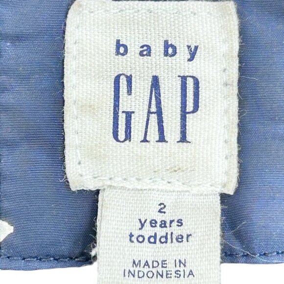 Baby Gap 2 Years Toddler Navy Puffer Removable Hooded Jacket w/ Silver Stars - Picture 6 of 9